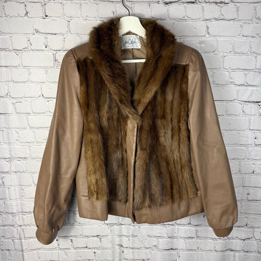 Brown Leather Jacket with Fur Trim